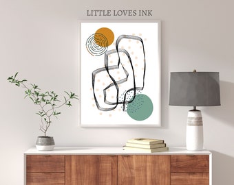 Abstract printable wall art, Geometric print, Neutral prints, Home decor prints, Living room wall art, Shape wall art, Digital download