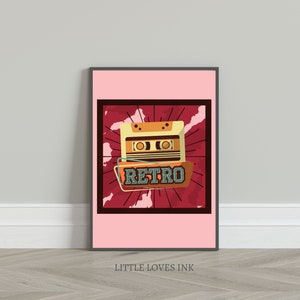 Retro muziek kunst aan de muur, Retro cassette muziek prints, Retro muziek cadeau, Muziek afdrukbaar, Muziek kunst aan de muur, Muziek afdrukken, Digitale download