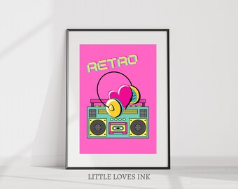 Retro music print, Retro music poster, Music lover gift, Music printable, Music wall art, Music print, Digital download, Music decor