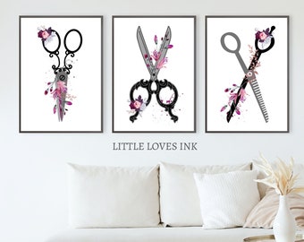 Hair salon decor set of 3 prints, Hair salon decor, Hair salon wall art, Hair salon wall prints, Beauty salon printable, beauty salon decor