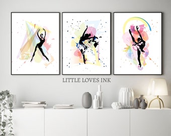 Abstract dance art set of 3, Dance print instant download, Dance poster, Contemporary dance print, Dance poster, Home decor dance print