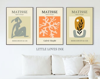 Matisse colorful print set of 3, Matisse print set, Matisse poster, Matisse wall art, Matisse Digital print, Matisse art print decor