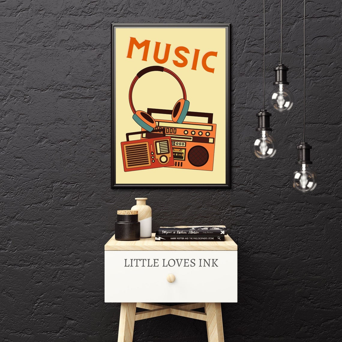 Vintage music wall art Retro music prints Music lover gift Etsy