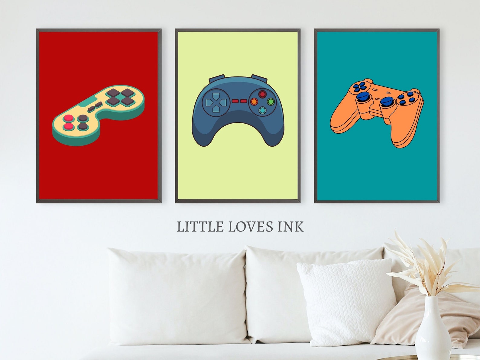 Retro Gaming Prints Set of 3, Retro Gaming Controller Wall Art, Gaming ...