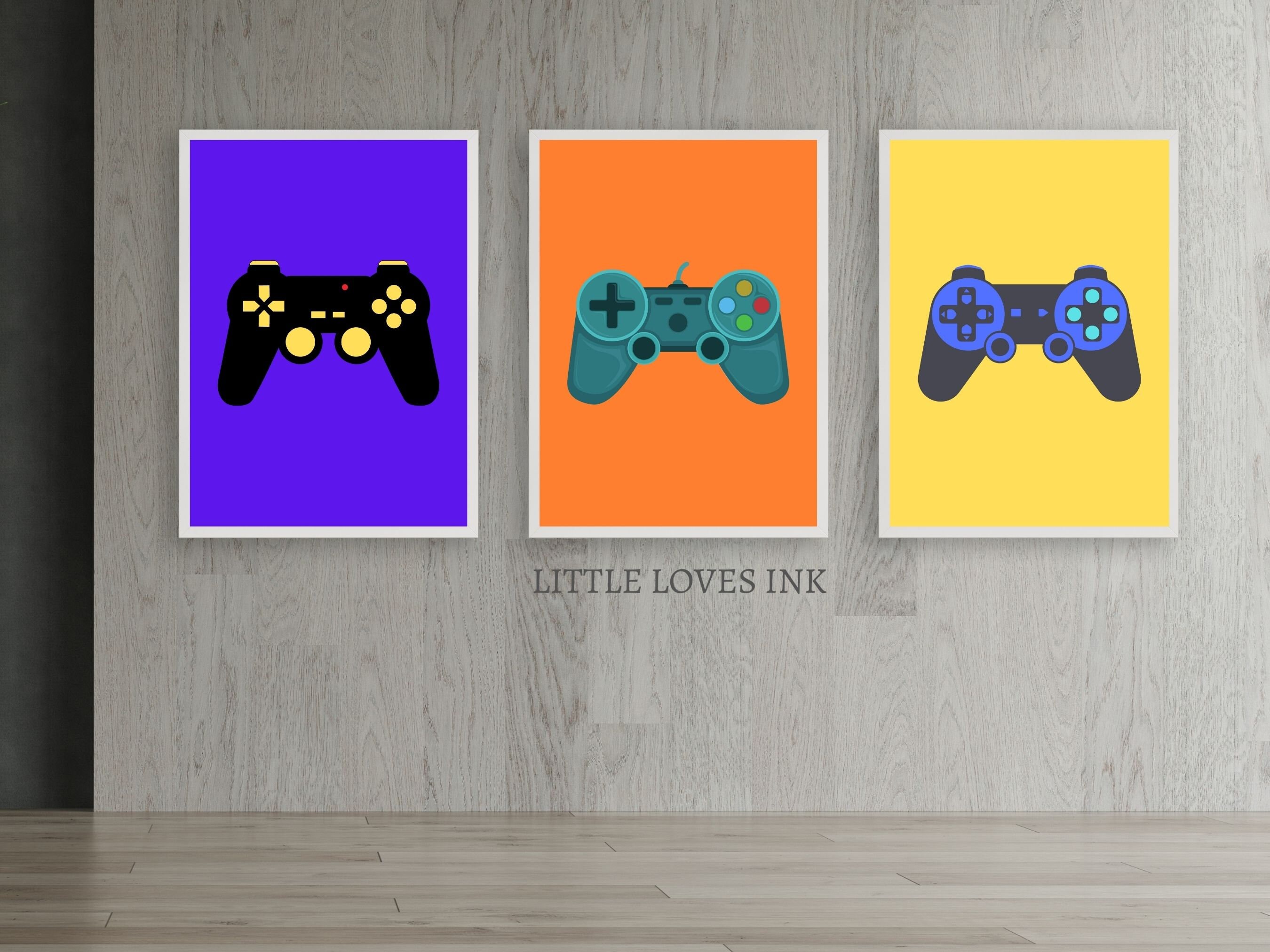 Retro Gaming Prints Set of 3, Retro Gaming Controller Wall Art, Gaming ...
