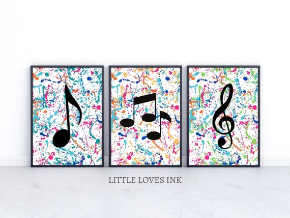 Music Wall Art Set of 3 Music Printable Music Note Print - Etsy