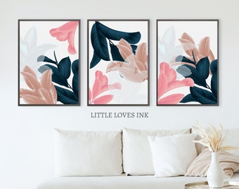 Botanical wall art set of 3, Botanical prints, Guava leaves print, Guava leaves poster, Botanical guava leaves print