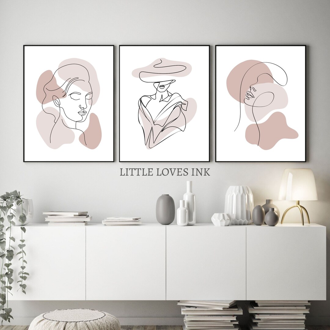 Abstract Line Art Woman Print Set of 3, Line Art Wall Prints, Printable ...