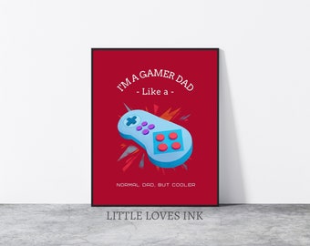 Dad video game controller printable wall art, Gaming poster with retro controller, Gift for dad