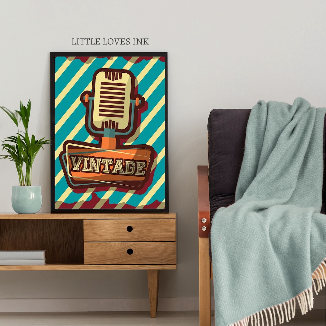 Retro Vintage Music Wall Art, Retro Music Prints, Retro Music Gift