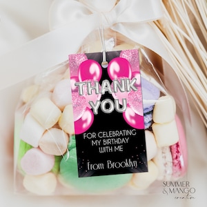 Shades of Pink Thank You Tag Birthday Gift Tag Hot Pink & Black Party Favor Tag Editable Label Printable Party Tag Personalised Gift Tag PSB