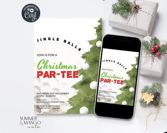 Golf Christmas Par-Tee Invitation: Holiday Party Invite (Digital Download)
