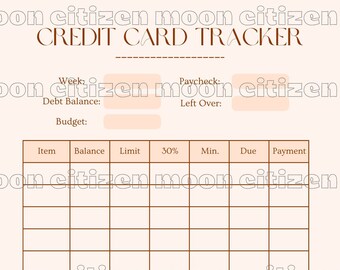 Credit Card + Debt Tracker | Dave Ramsey Inspired | Cash Stuffing | Planner | Template | Download