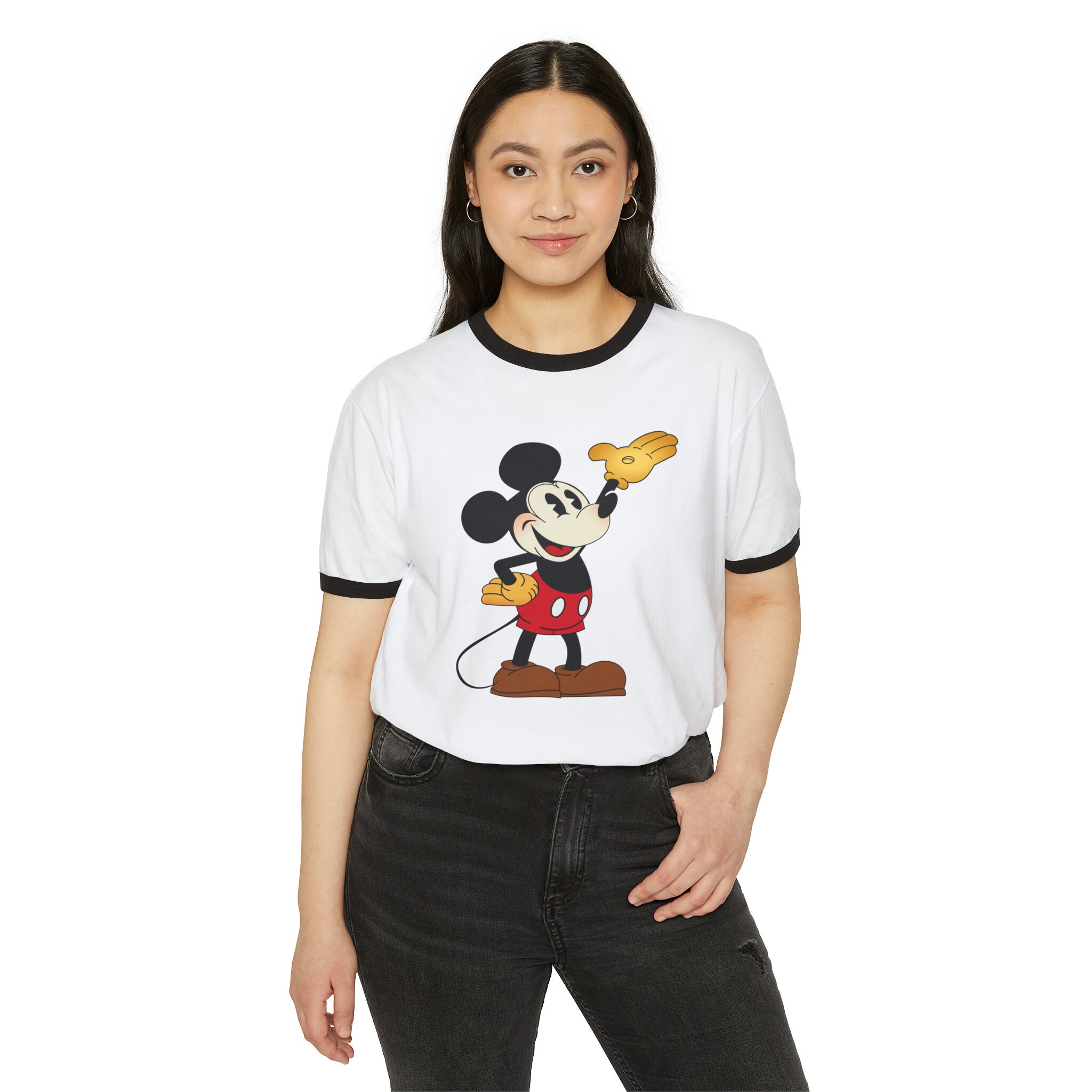 【BASICKS】Mickey Mouse/Vintage Ringer Tシャツ BLACK Mickey Mouse Ringer - Etsy