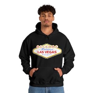 Felpa con cappuccio con scritta Las Vegas, felpa da viaggio retrò, pullover Welcome to Vegas, maglione unisex da turista, maglietta souvenir Nevada