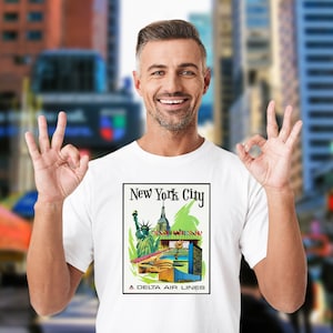 New York City Delta Airlines Vintage Unisex Heavy Cotton Tee