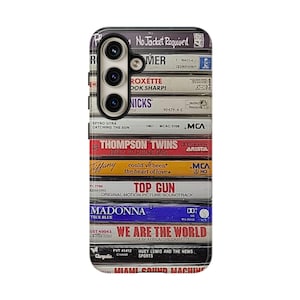 Phone Case, 80&#39;s Music on Cassette Tough Case for iPhone, Samsung Galaxy, Google Pixel - Retro Music Lover Gift, Protective Cover, Cool