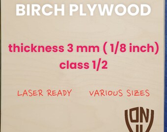 BIRCH PLYWOOD 1/8 inch 3mm Laser / CNC / Painting Class 1/2