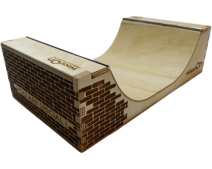 Wooden Fingerboard Half Pipe Black Bricks Etsy