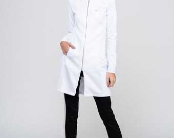 floral lab coat