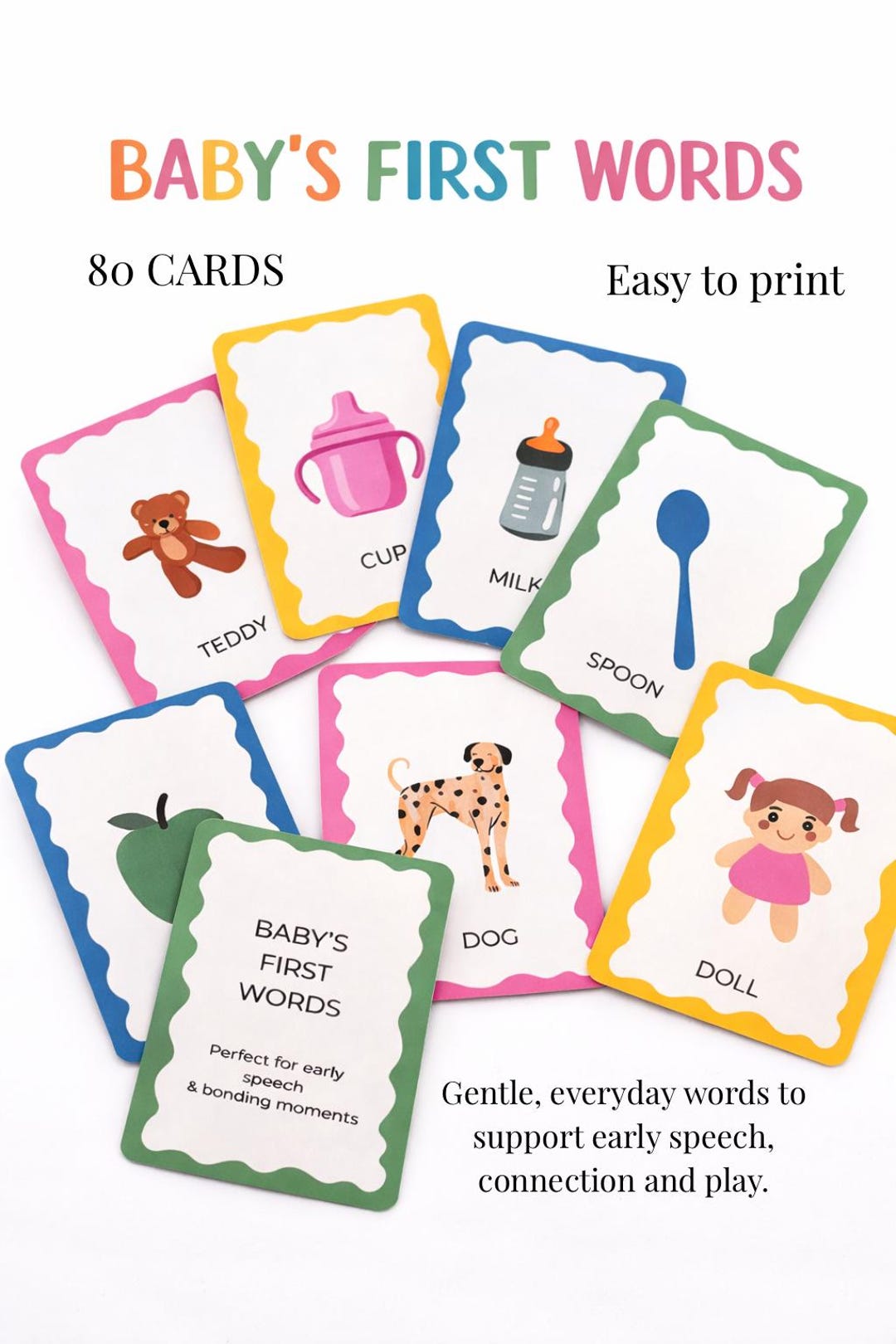 80 Ready to Print Baby First Words Flashcards Printable Digital ...