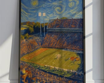 Clemson Travel Poster Van Gogh Style, Clemson United States Travel Print, Colorful Travel Wall Art Print