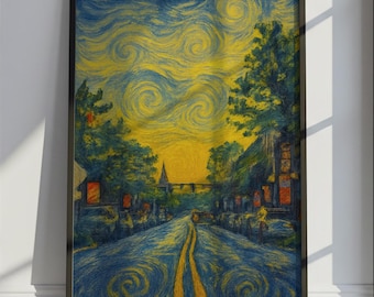 Franklin Travel Poster Van Gogh Style, Franklin United States Travel Print, Colorful Travel Wall Art Print
