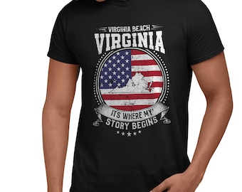 Virginia Beach Virginia It's Where My Story Begins, Virginia Beach VA Flag Shirt