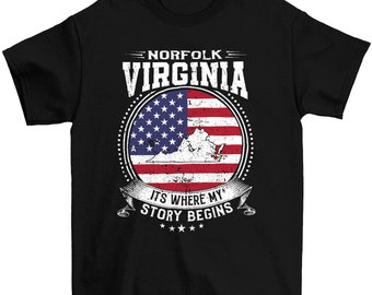 Norfolk Virginia Hier beginnt meine Geschichte, Norfolk VA Flaggen-Shirt