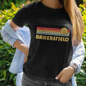 Bakersfield, California Retro T Shirt, Wicked 70s 80s Style Bakersfield California CA Shirt, Vintage Inspired