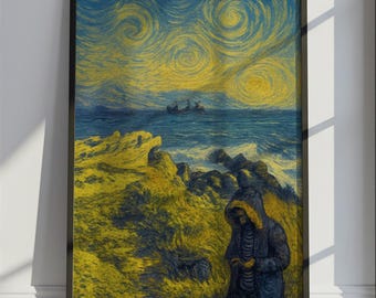 Frederick Travel Poster Van Gogh Style, Frederick United States Travel Print, Colorful Travel Wall Art Print