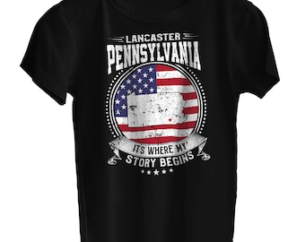 Lancaster Pennsylvania Hier beginnt meine Geschichte, Lancaster PA Flaggen-Shirt