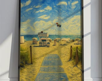 Florida Travel Poster Van Gogh Style, Florida United States Travel Print, Colorful Travel Wall Art Print