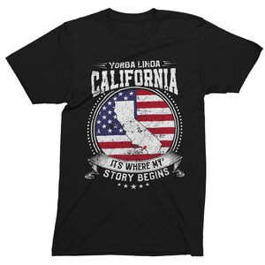 Yorba Linda Californië, het is waar mijn verhaal begint, Yorba Linda CA vlagshirt