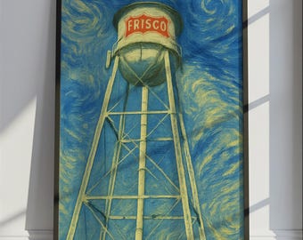 Frisco Travel Poster Van Gogh Style, Frisco United States Travel Print, Colorful Travel Wall Art Print