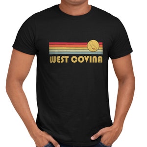 Camisa retrô West Covina, Califórnia, estilo Wicked anos 70 e 80