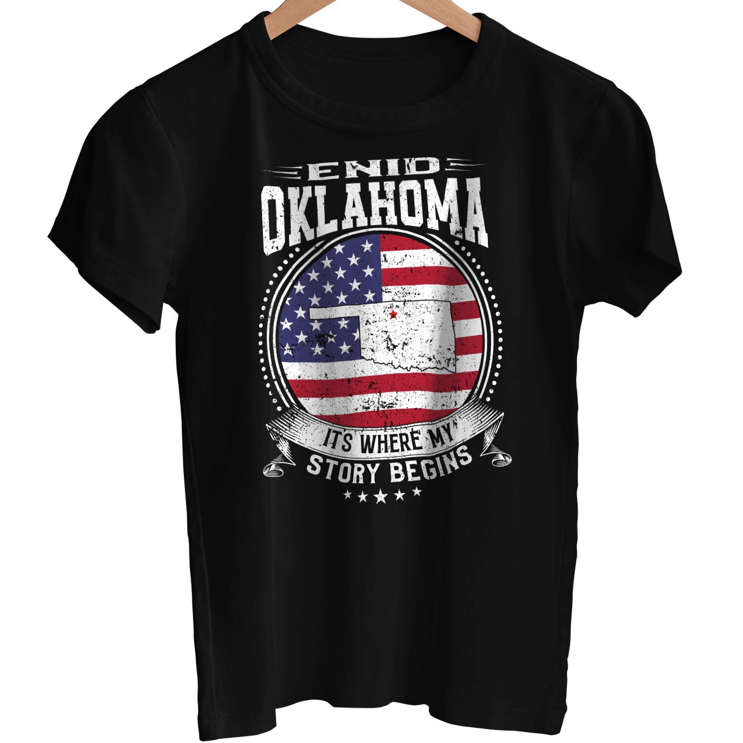 Enid Oklahoma, het is waar mijn verhaal begint, Enid OK Flag Shirt