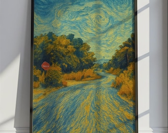 Gaborone Travel Poster Van Gogh Style, Gaborone Botswana Travel Print, Colorful Travel Wall Art Print
