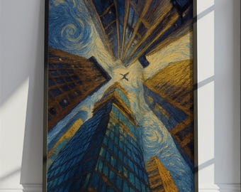 Frankfurt Travel Poster Van Gogh Style, Frankfurt Germany Travel Print, Colorful Travel Wall Art Print