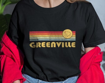 Greenville, South Carolina Retro T Shirt, Wicked 70s 80s Style Greenville South Carolina SC Shirt, Vintage Inspired