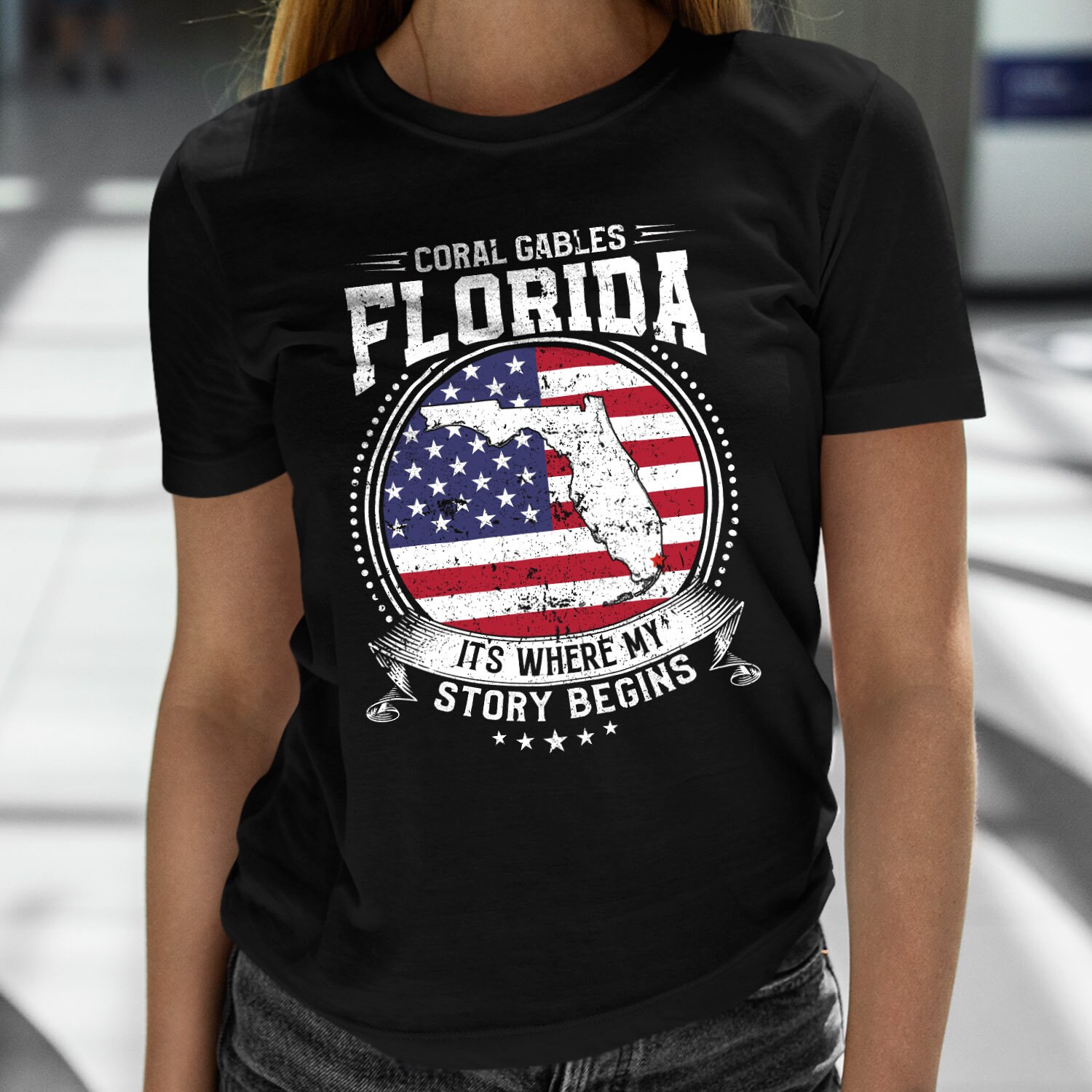 Coral Gables Florida It's Where My Story Begins, Coral Gables FL Flag Shirt