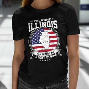 Palatine Illinois It&#39;s Where My Story Begins, Palatine IL Flag Shirt