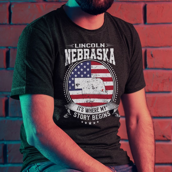 Lincoln Nebraska, hier beginnt meine Geschichte, Lincoln NE Flaggen-Shirt