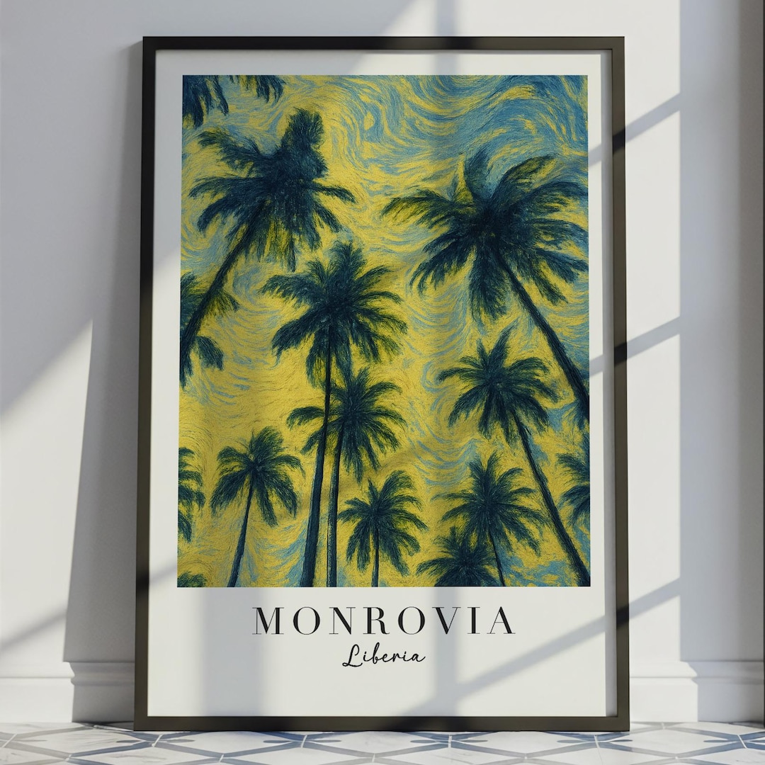 Monrovia Travel Poster Van Gogh Style, Monrovia Liberia Travel Print ...
