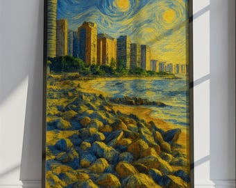 Fortaleza Travel Poster Van Gogh Style, Fortaleza Brazil Travel Print, Colorful Travel Wall Art Print
