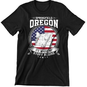 Springfield Oregon è dove inizia la mia storia, camicia con bandiera Springfield OR