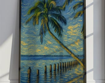 Fort Myers Travel Poster Van Gogh Style, Fort Myers United States Travel Print, Colorful Travel Wall Art Print