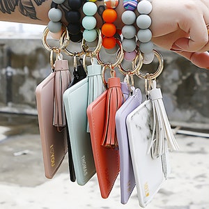 Keychain Wallet With Wristlet Bangle Bracelet Keyring Bangle