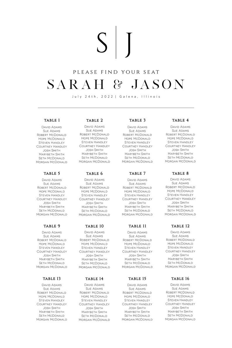 Acrylic Seating Chart // Wedding Seating Chart // Acrylic Etsy