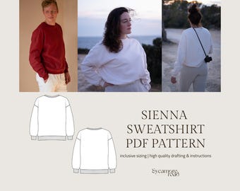 Sienna Sweatshirt | PDF sweatshirt | sweatshirt pattern | unisex crewneck pattern | PDF pattern | cropped sweater